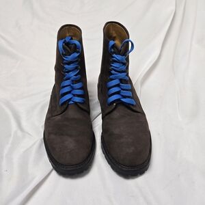 Men's Dark Brown Boots with Blue Laces